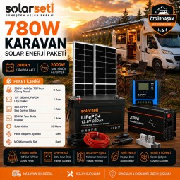 780W Karavan Solar Enerji Paketi - 280Ah LifePO4 Akü - 2000W Tam Sinüs İnverter 780W Karavan Solar Enerji Paketi - 280Ah LifePO4 Akü - 2000W Tam Sinüs İnverter
